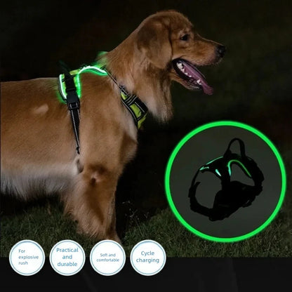 LED Glowing Luminous Dog Harnesses Vest with Three LED