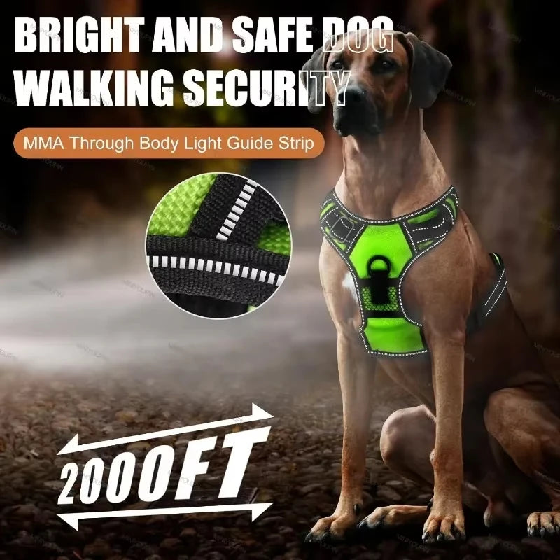 LED Glowing Luminous Dog Harnesses Vest with Three LED