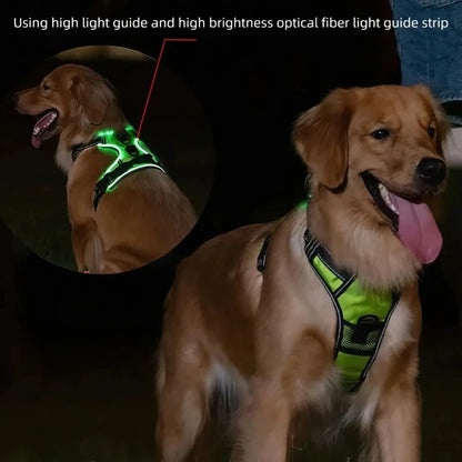 LED Glowing Luminous Dog Harnesses Vest with Three LED
